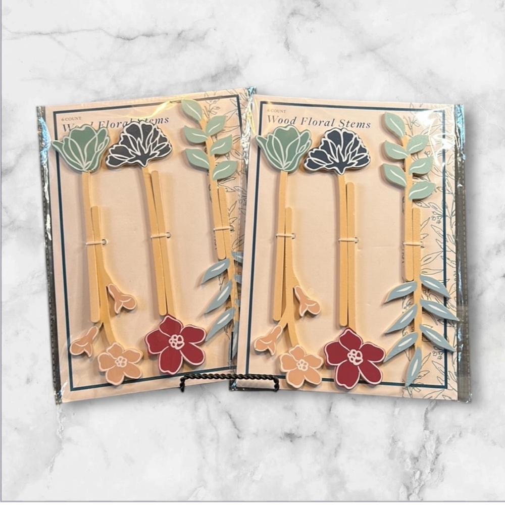 Target Crescent 6 count wooden multicolor floral picks, stems lot of 2 packs